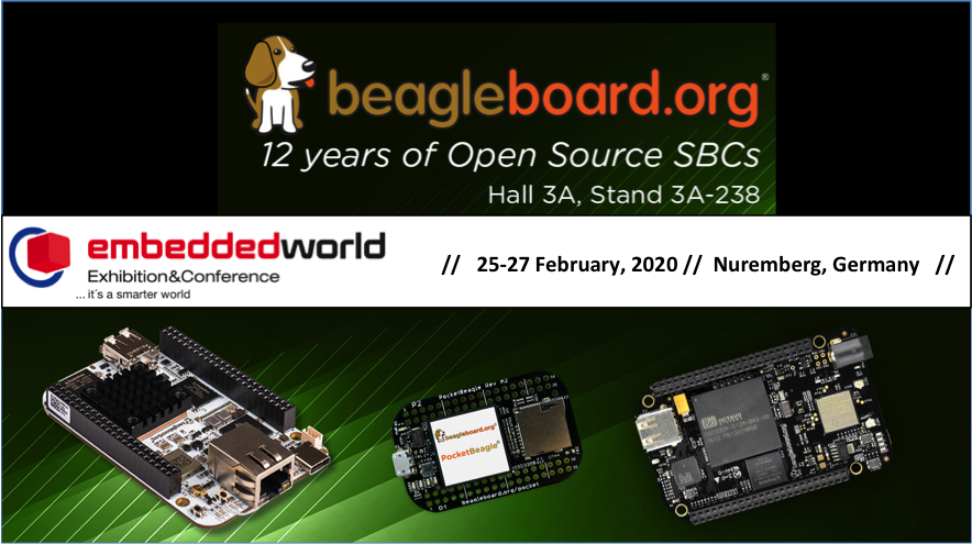Visit BeagleBoard.org at Embedded World 2020