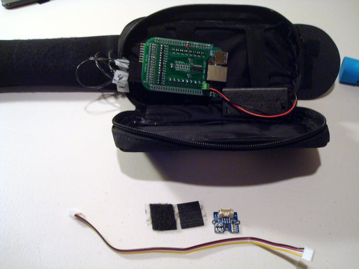 In order to attach the Grove Compass sensor firmly to the inside of the case, a little velcro will be needed. Cut out a piece around the size of the sensor PCB.
