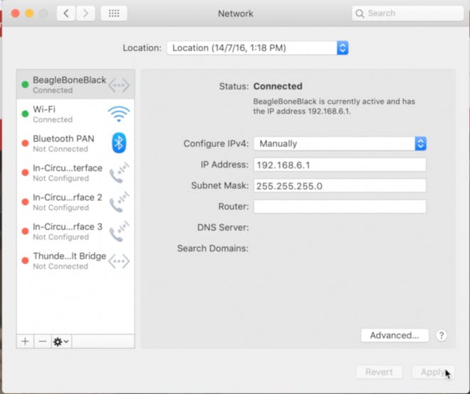 Network configuration settings for mac