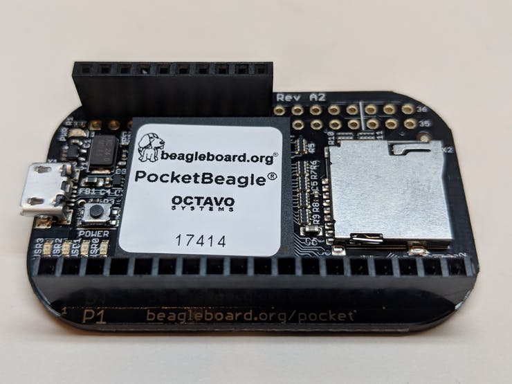 PocketBeagle with soldered headers