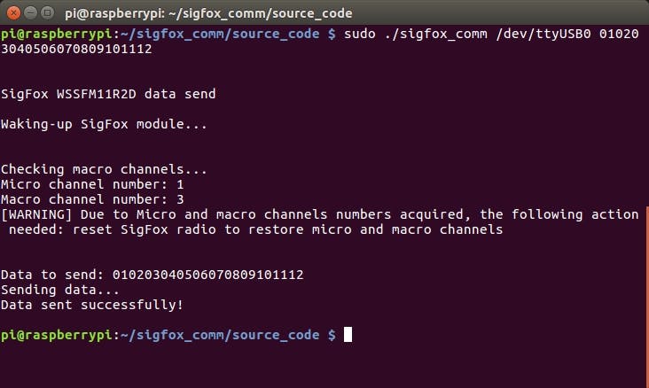 Figure 2 - sigfox_comm tool output (example of use)
